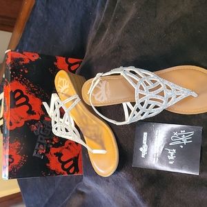 Size 10, Fergalicious by Fergie, sandals. Charity, white